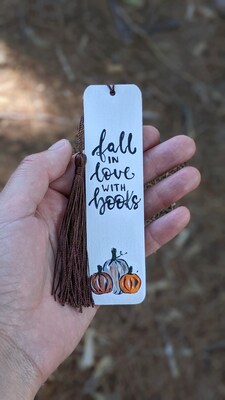 FALL in love woth books, Wood BOOKMARK